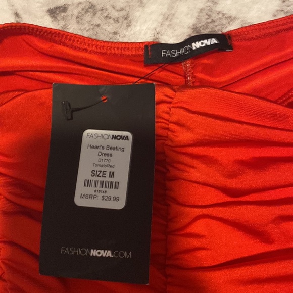 FashionNova Sexy Red Ruched Dress - Picture 3 of 5